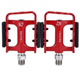 image of 2 PCS SETSAIL 921 DU BERING BIKE PEDALS WITH ANTI-SKID GEAR FRAME REFLECTIVE STRIPE (RED)
