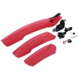 image of FLECTIONAL BIKE FRONT BACK REAR TIRE FENDER KIT QUICK RELEASE BICYCLE MUDGUARD WITH LED LIGHT (RED) 57.00 x 11.50 x 8.00 cm