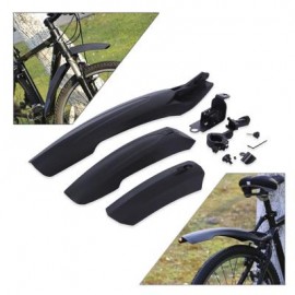 image of FLECTIONAL BIKE FRONT BACK REAR TIRE FENDER KIT QUICK RELEASE BICYCLE MUDGUARD WITH LED LIGHT (BLACK) 57.00 x 11.50 x 8.00 cm