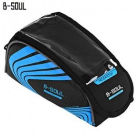 image of B-SOUL BICYCLE WATER RESISTANT REFLECTIVE STRIP MOUNT FOR 5.7 INCHES HANDLEBAR PHONE BAG (BLUE)