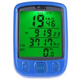 image of SUNDING SD - 563B OUTDOOR MULTIFUNCTION WATER RESISTANT CYCLING ODOMETER SPEEDOMETER LCD GREEN BACKLIGHT (BLUE)