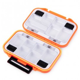 image of PORTABLE WATERPROOF 12 COMPARTMENTS STORAGE CASE FLY FISHING LURE SPOON HOOK BAIT TACKLE BOX (ORANGE) -