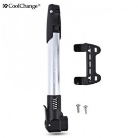 image of COOLCHANGE MINI LIGHTWEIGHT CYCLING BICYCLE INFLATOR PUMP WITH DUAL AIR TAP (SILVER) 33.00 x 11.00 x 4.00 cm