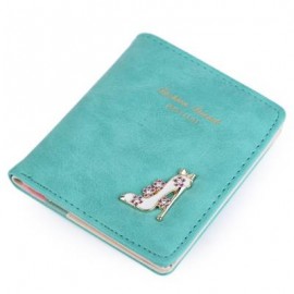 image of GUAPABIEN HIGH HEELED SHOES FLOWER LETTER RHINESTONE SOLID COLOR HASP SHORT WALLET FOR LADY (BLUE) HORIZONTAL