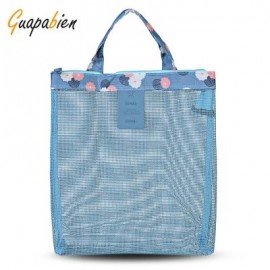 image of GUAPABIEN FLOWERS PATTERNS MESH TRAVEL WOMEN HANDBAG (AZURE) -