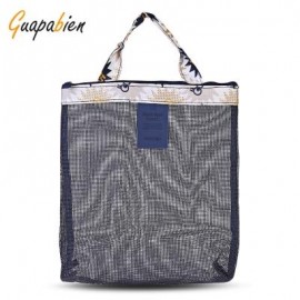 image of GUAPABIEN FLOWERS PATTERNS MESH TRAVEL WOMEN HANDBAG (DEEP BLUE) -