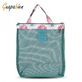 image of GUAPABIEN FLOWERS PATTERNS MESH TRAVEL WOMEN HANDBAG (GREEN) -