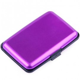 image of UNISEX SOLID PATTERN PLASTIC CARD WALLETS (PURPLE) 2 x 7.1 x 10.8 cm
