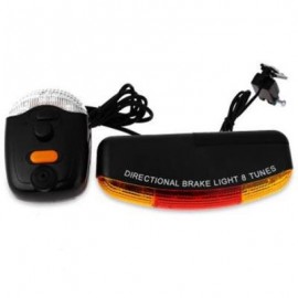 image of XC - 408 BICYCLE BIKE CYCLING 7 LED TURN NIGHT BRAKE LIGHT LAMP 8-SOUND HORN (BLACK)