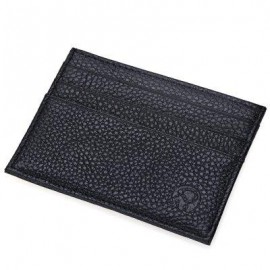 image of ROUND ELEPHANT LICHEE PATTERN SOLID COLOR OPEN HORIZONTAL CARD WALLET FOR MEN WOMEN (BLACK) HORIZONTAL