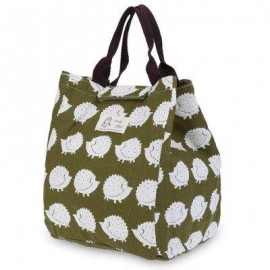 image of GUAPABIEN FLOWER PRINT HEAT PRESERVATION COLD INSULATION WATER RESISTANT CANVAS LUNCH BAG (GREEN) VERTICAL