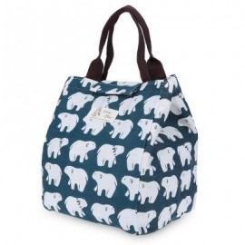 image of GUAPABIEN FLOWER PRINT HEAT PRESERVATION COLD INSULATION WATER RESISTANT CANVAS LUNCH BAG (PURPLISH BLUE) VERTICAL