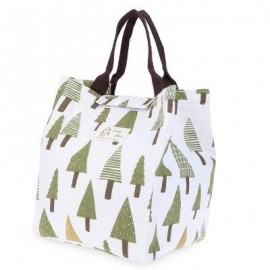 image of GUAPABIEN FLOWER PRINT HEAT PRESERVATION COLD INSULATION WATER RESISTANT CANVAS LUNCH BAG (WHITE) VERTICAL