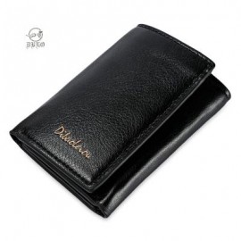 image of DIBAOLEIOU STYLISH PURE COLOR PHOTO CASH CARD HOLDER UNISEX SHORT WALLET (BLACK) -