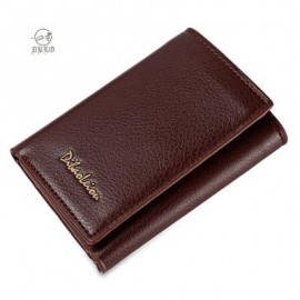 image of DIBAOLEIOU STYLISH PURE COLOR PHOTO CASH CARD HOLDER UNISEX SHORT WALLET (LIGHT COFFEE) -