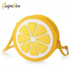 image of GUAPABIEN ROUND LEMON PATTERN ZIPPER CROSSBODY SHOULDER DUAL PURPOSE MINI BAGS FOR LADIES -