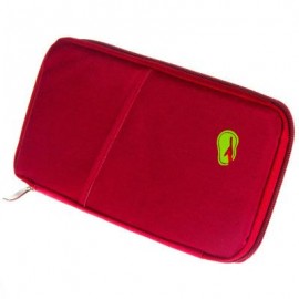 image of SOLID ZIPPER DESIGN MULTI FUNCTION CARD BAGS FOR MEN WOMEN (WINE RED) 2 x 13 x 24.5 cm