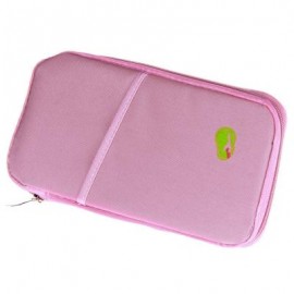 image of SOLID ZIPPER DESIGN MULTI FUNCTION CARD BAGS FOR MEN WOMEN (PINK) 2 x 13 x 24.5 cm