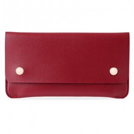 image of GUAPABIEN CONCISE DESIGN RIVET ELEMENT LEATHER LONG WALLET (RED) -