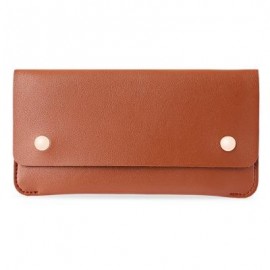 image of GUAPABIEN CONCISE DESIGN RIVET ELEMENT LEATHER LONG WALLET (BROWN) -