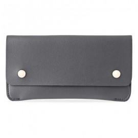 image of GUAPABIEN CONCISE DESIGN RIVET ELEMENT LEATHER LONG WALLET (GRAY) -