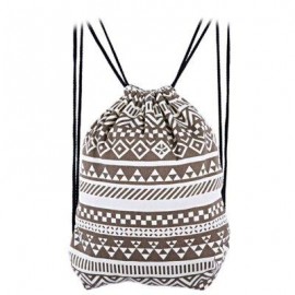 image of ETHNIC STRIPED GEOMETRIC PRINT ROPE CANVAS BACKPACK FOR WOMEN (BROWN) ???