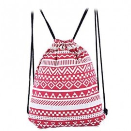image of ETHNIC STRIPED GEOMETRIC PRINT ROPE CANVAS BACKPACK FOR WOMEN (RED) ???