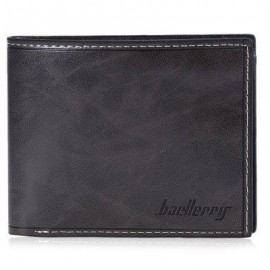image of BAELLERRY TRANSVERSE WALLET LEATHER CREDIT CARD BIFOLD PURSE FOR MEN (GRAY) -
