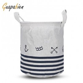 image of GUAPABIEN FOLDABLE WATER RESISTANT STORAGE LAUNDRY BASKET (WHITE) SAILBOAT