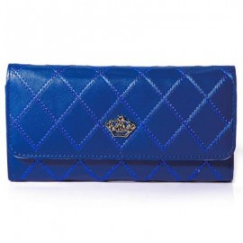 image of GUAPABIEN CROWN EMBELLISHMENT PLAID DESIGN WALLET FOR LADIES -