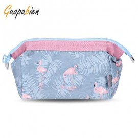 image of GUAPABIEN PORTABLE PRINT MAKEUP TRAVEL POUCH COSMETIC BAG (AZURE) LEAF
