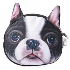 image of CARTOON DOG ZIPPER DESIGN WORKMANSHIP CHANGE PURSE FOR MEN WOMEN (BLACK) 12 x 12 x 1.5 cm