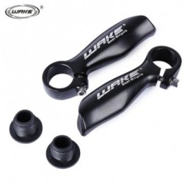 image of WAKE PAIRED ALUMINUM ALLOY GLOSSY MTB BIKE HANDLEBAR BAR END WITH RUBBER LOCK-ON COVER (BLACK)