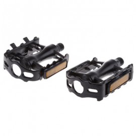 image of PAIRED ALUMINUM ALLOY FLAT BICYCLE PEDAL FOR MOUNTAIN ROAD BIKE BMX FIXED GEAR (BLACK)
