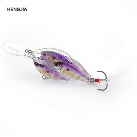 image of HENGJIA ARTIFICIAL FISHING BAIT FISH GROUP SHAPE LURE WITH FEATHER (DEEP PURPLE) -