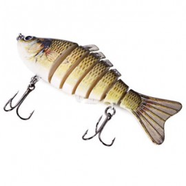 image of 3D EYES LIFELIKE FISHING LURE SWIMBAIT WITH TREBLE HOOKS 7 JOINTED SECTIONS (GRADUAL YELLOW) -