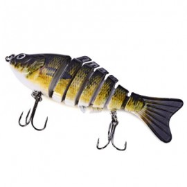 image of 3D EYES LIFELIKE FISHING LURE SWIMBAIT WITH TREBLE HOOKS 7 JOINTED SECTIONS (YELLOW AND BLACK) -