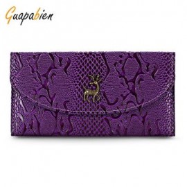 image of GUAPABIEN CROCODILE PRINT CLUTCH WALLET WOMEN CARD HOLDER (PURPLE) -