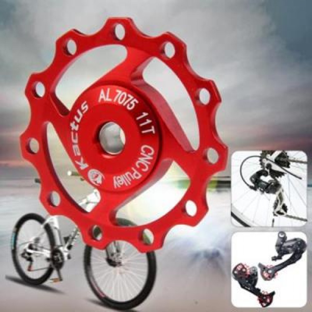KACTUS A04 JOCKEY WHEEL REAR DERAILLEUR PULLEY FOR SHIMANO SRAM / 7 / 8 / 9 / 10 SPEED (RED)