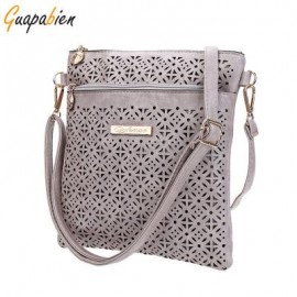 image of GUAPABIEN ETHNIC HOLLOW OUT LETTER EMBELLLISHMENT FLOWER PRINT EXTERNAL DUAL PURPOSES SHOULDER MESSENGER BAG FOR LADY VERTICAL