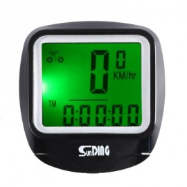 image of SUNDING SD - 568AE OUTDOOR MULTIFUNCTION WATER RESISTANT CYCLING ODOMETER SPEEDOMETER WITH LCD BACKLIGHT (BLACK)