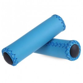 image of 2PCS BIKE SOFT LEATHER HANDMADE HANDLEBAR GRIP BICYCLE ACCESSORIES (AZURE) 7.00 x 3.50 x 12.00 cm