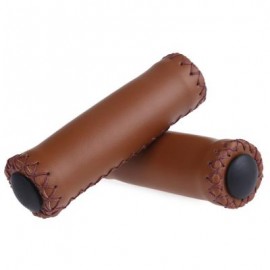 image of 2PCS BIKE SOFT LEATHER HANDMADE HANDLEBAR GRIP BICYCLE ACCESSORIES (BROWN) 7.00 x 3.50 x 12.00 cm