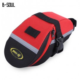 image of B - SOUL PORTABLE ADJUSTABLE QUAKEPROOF PADDED CYCLING SEAT TAIL BAG OUTDOOR BIKE POUCH (RED WITH BLACK)