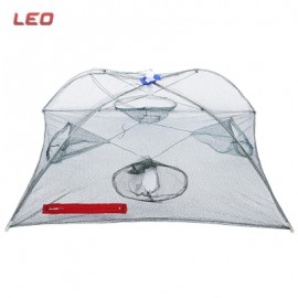 image of LEO PORTABLE COLLAPSIBLE 4 HOLE SHRIMP CRAB CRAWDAD MINNOW FISHING NET MESH TRAP BAIT CAST (GRASS GREET) -