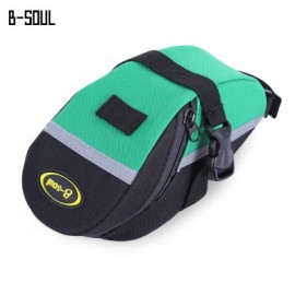 image of B - SOUL PORTABLE ADJUSTABLE QUAKEPROOF PADDED CYCLING SEAT TAIL BAG OUTDOOR BIKE POUCH (BLACK AND GREEN)