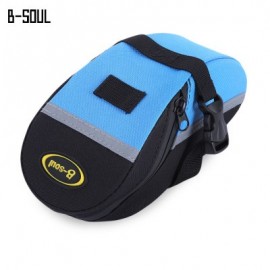 image of B - SOUL PORTABLE ADJUSTABLE QUAKEPROOF PADDED CYCLING SEAT TAIL BAG OUTDOOR BIKE POUCH (BLUE AND BLACK)