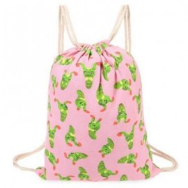 image of CUTE RETRO CANVAS DRAWSTRING BACKPACK 3D PRINTING GYM BEACH BAG SCHOOL BAG FITNESS TOTE SACK (PINK) -