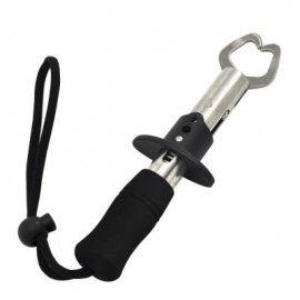 image of HONOREAL STRONG STAINLESS STEEL ONE-HANDED OPERATION FISH LIP GRIP WITH EVA HANDLE AND WRIST LANYARD (BLACK) 0