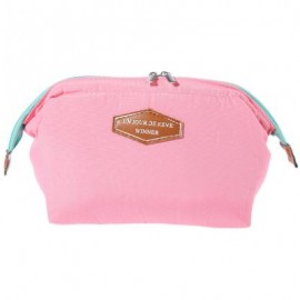image of EXCLUSIVE PORTABLE MULTIFUCTIONAL STEEL FRAME TRAVEL COSMETIC BAG (PINK) 19.00 x 12.00 x 4.50 cm